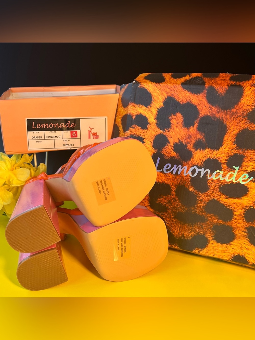 Lemonade Orange & Pink Knot Platform Sandals - Picture 7 of 15